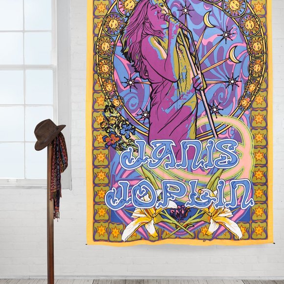 Janis Joplin Tapestry ~ 60" x 90" ~ Complete w/Corner Loops ~ Brand New! - Picture 2 of 4